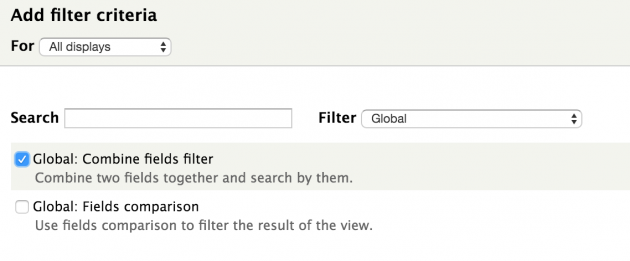 Adding combined filter to the view