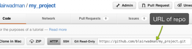 Get URL of Github repo
