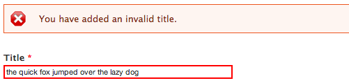Validation error after user submits invalid title